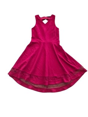 Zunie Girls' Bright Red Sleeveless Fit-and-Flare Bow Back Dress 16